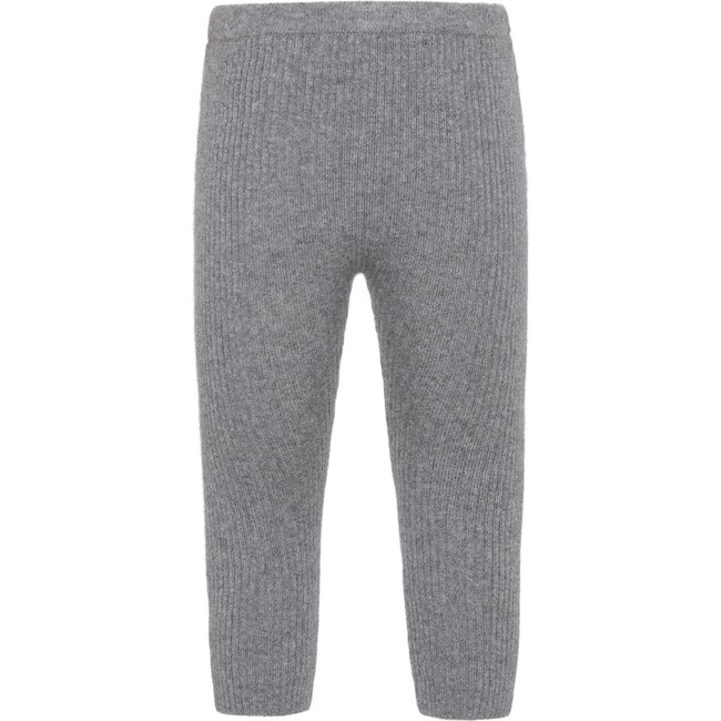Baby Cashmere Elastic Waist Knit Leggings, Grey Melange