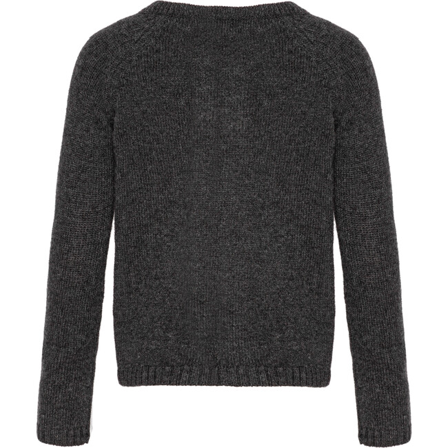 Children Cashmere Long Sleeve Button Down Knit Cardigan, Charcoal Melange