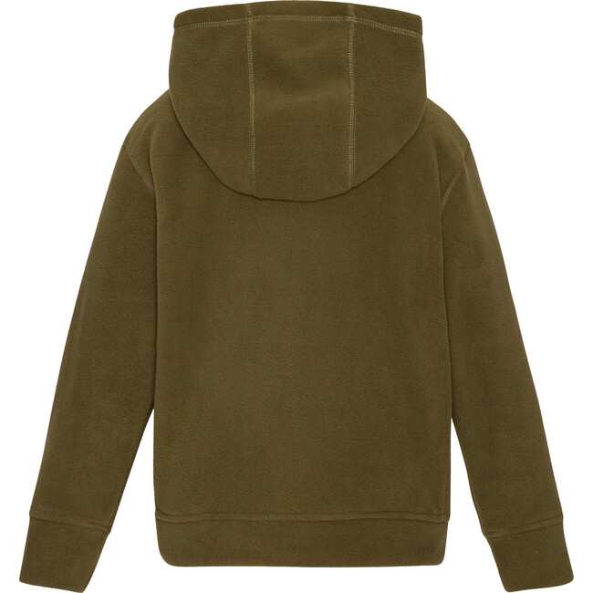 Doubleface Contrast Color Fleece Pocket Hoodie, Dark Olive & Mocca