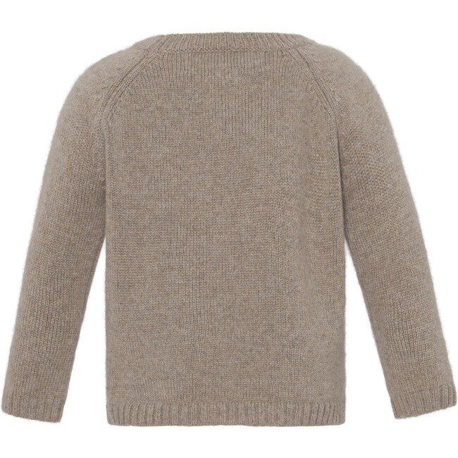 Baby Cashmere Round Neck Pocket Knit Sweater, Bear Melange