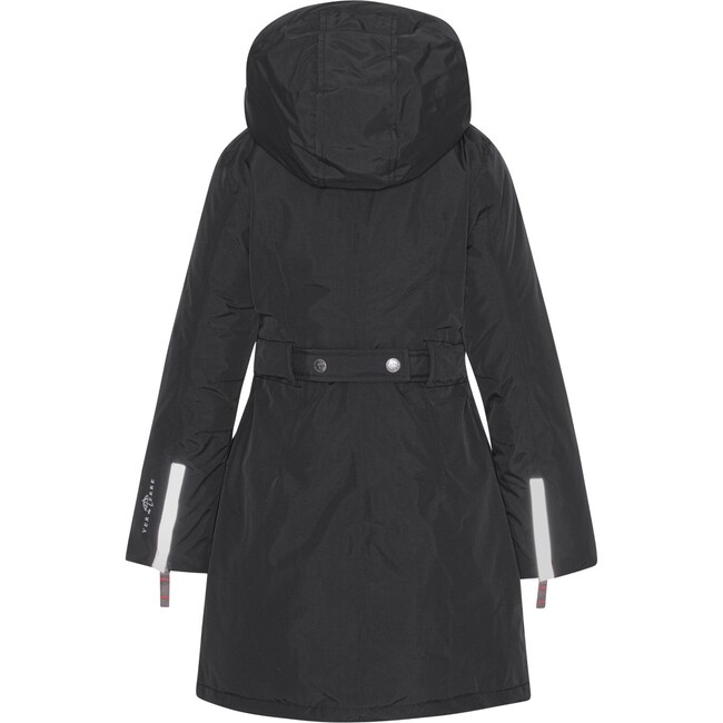 Girls Arctic Detachable Hood Adjustable Waist Winter Coat, Black