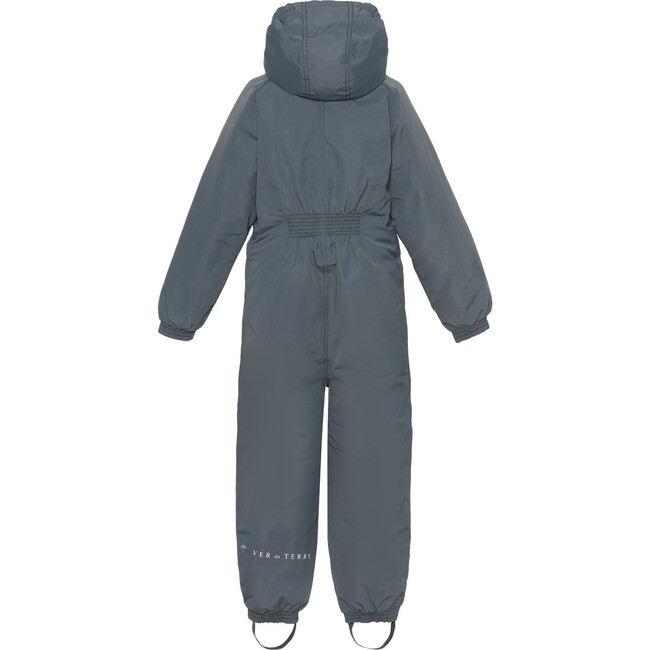 Detachable Hood Elastic Back & Cuff Zipper Wintersuit, Slate