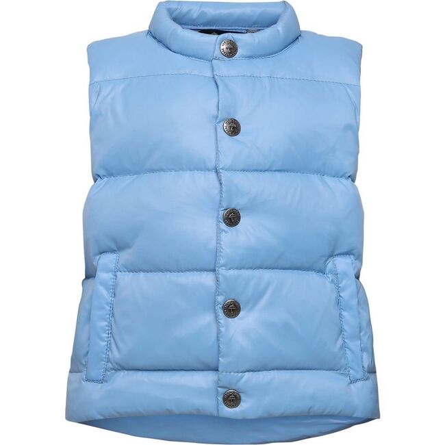 Baby Featherlight Sleeveless Button Down Vest, Azure