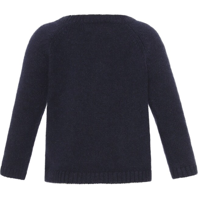 Baby Cashmere Round Neck Pocket Knit Sweater, Navy