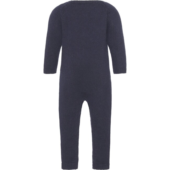 Baby Cashmere Long Sleeve Leg Snaps Knit Babysuit, Navy