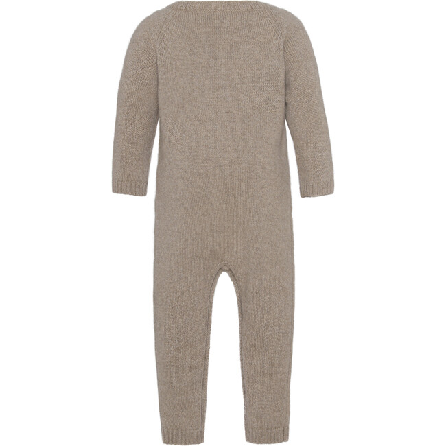 Baby Cashmere Long Sleeve Leg Snaps Knit Babysuit, Bear Melange