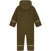 Baby Doubleface Contrast Color 2-Zipper Fleece Babysuit, Dark Olive & Mocca - Overalls - 2