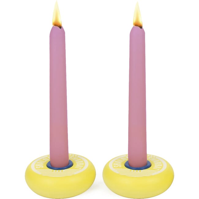 Platz Candy Candlestick, Shabbat Shalom Marigold - Menorahs & Candles - 1