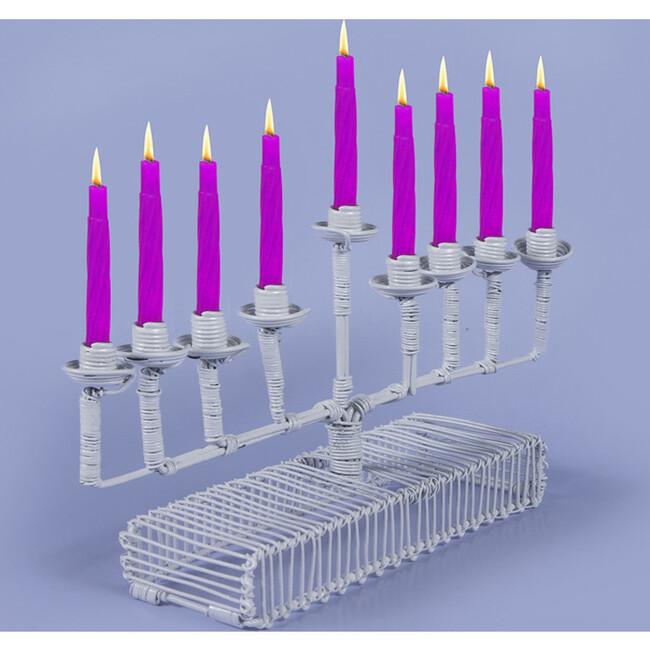 Licht Wire Square Arm Menorah, Snow