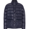 Men's Featherlight Ribbed Collar Button Down Winter Jacket, Navy - Jackets - 1 - thumbnail