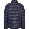 Men's Featherlight Ribbed Collar Button Down Winter Jacket, Navy - Jackets - 2