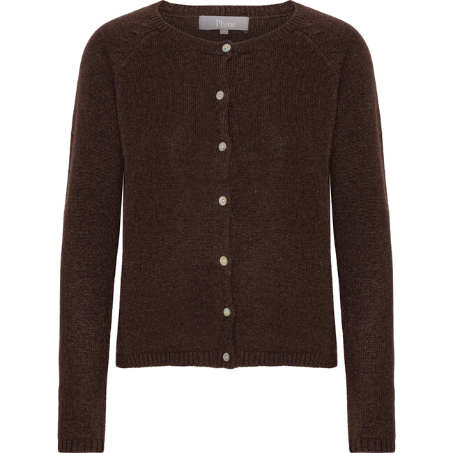 Women Cashmere Long Sleeve Button Down Knit Cardigan, Coffee Melange