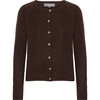 Women Cashmere Long Sleeve Button Down Knit Cardigan, Coffee Melange - Cardigans - 1 - thumbnail