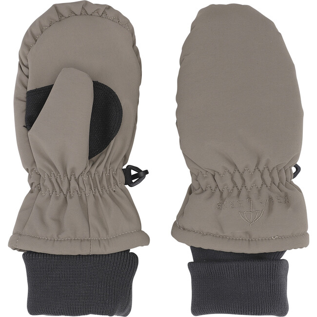 Adjustable Wrist Ribbed Cuff Winter Ski Mittens, Caramel