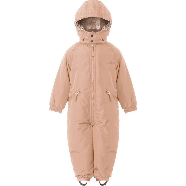 Detachable Hood Elastic Back & Cuff Zipper Wintersuit, Mahogany Rose