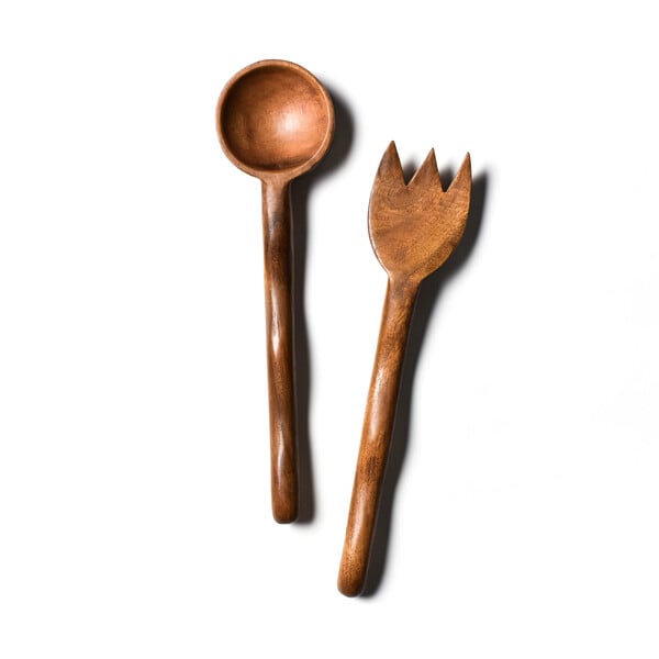 Wood Ruffle Salad Server Set