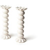 Signature White Large Knobbed Candle Holder with Ruffle, Set of 2 - Tabletop - 1 - thumbnail
