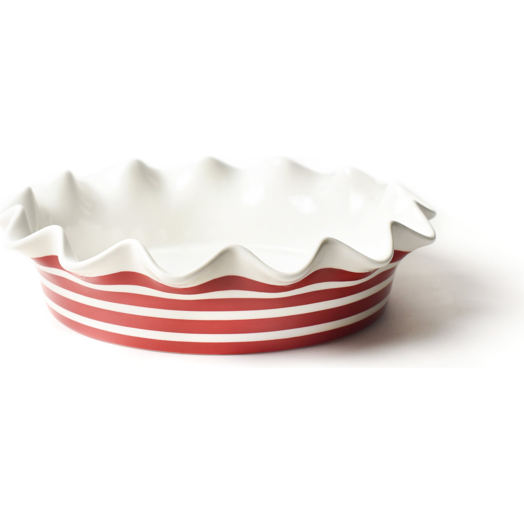 Red Stripe Ruffle Pie Dish
