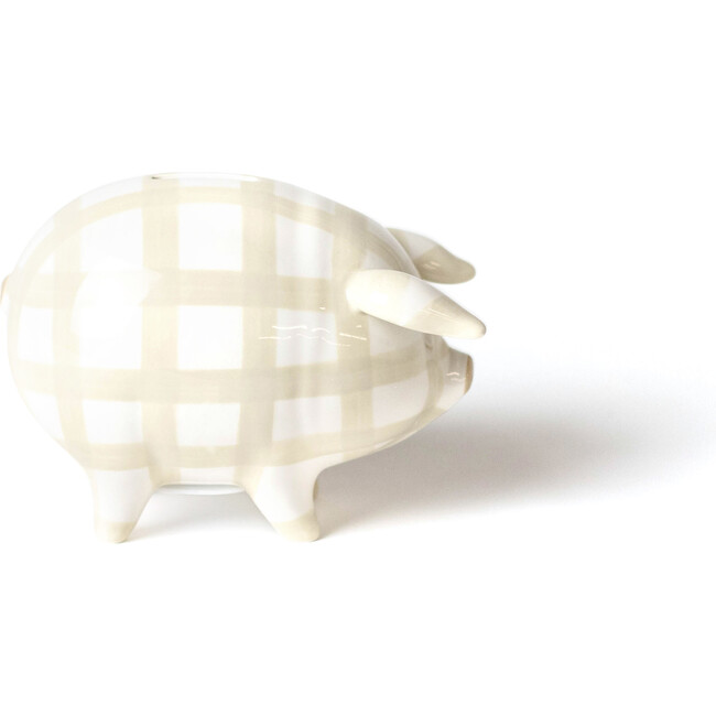 Gingham Piggy Bank, Ecru