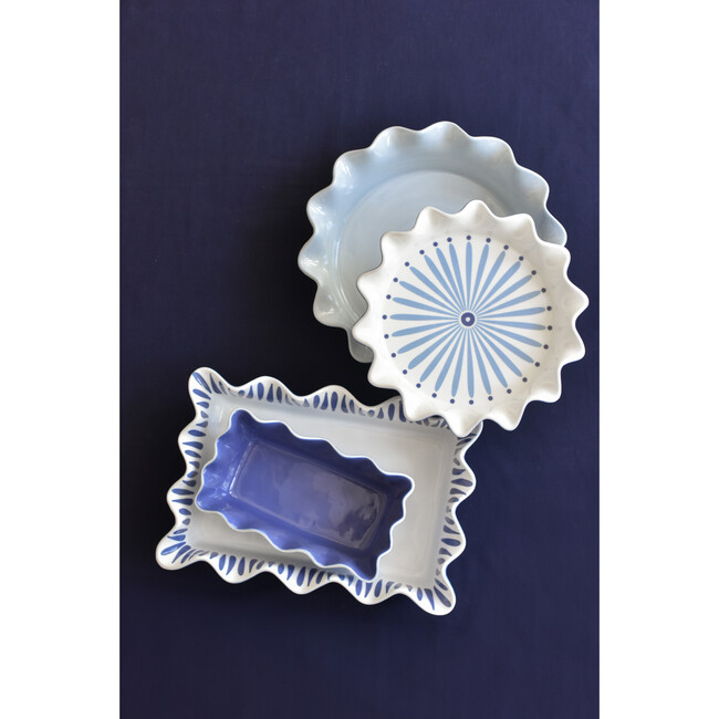Iris Blue Burst 8 Ruffle Pie Dish - Tabletop - 3