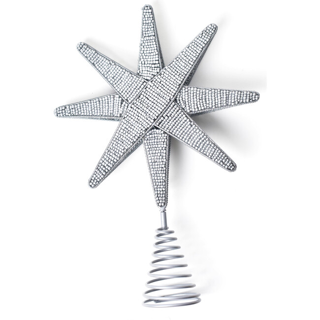 Silver Beaded Star Small Tree Topper