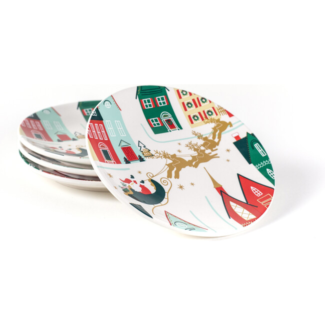 Vintage Christmas Village Salad Plate, Set of 4 - Tableware - 3