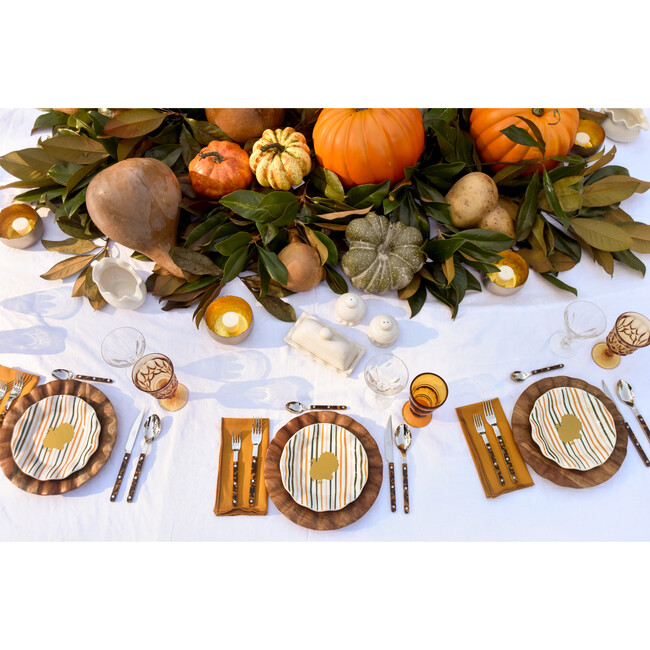 Turkey Stripes Ruffle Salad Plate, Set of 4