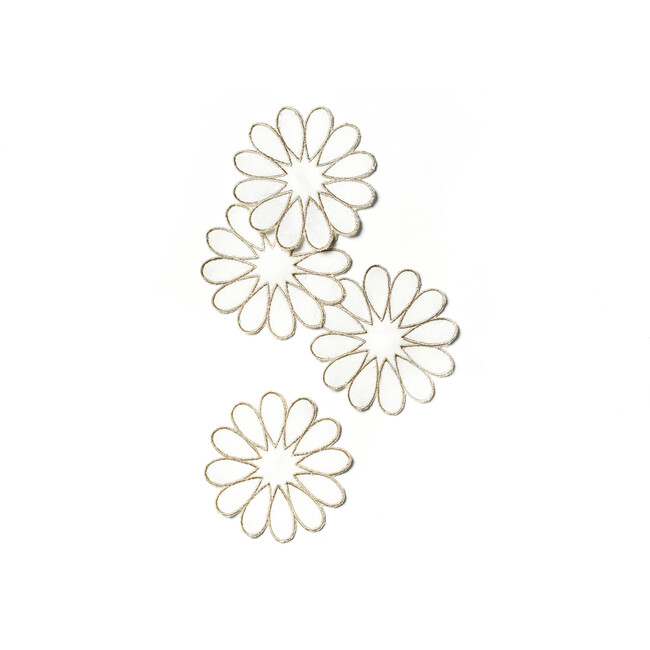 Deco Gold Scallop Cocktail Napkins, Set of 4