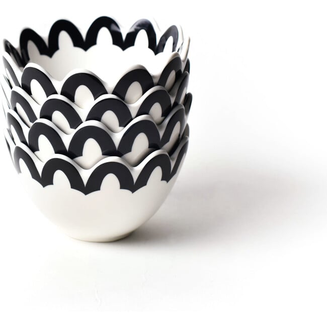 Black Arabesque Trim Scallop Small Bowl, Set of 4 - Tabletop - 1