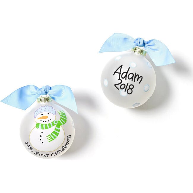 My First Christmas Glass Ornament, Blue Snowman - Ornaments - 3
