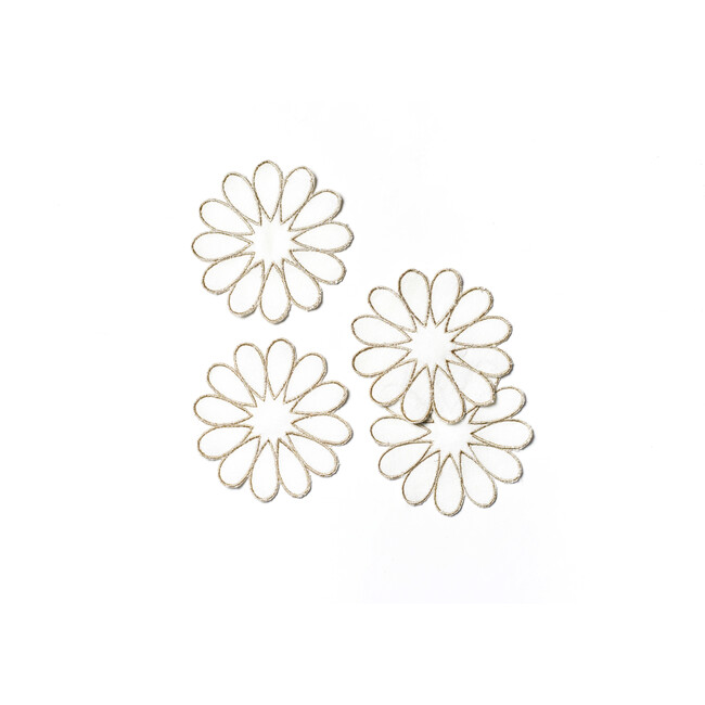 Deco Gold Scallop Cocktail Napkins, Set of 4