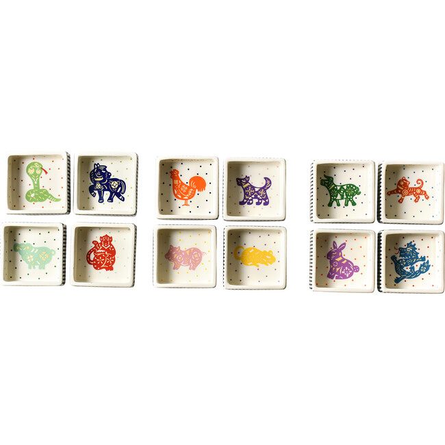 Chinese Zodiac Square Trinket Bowl, Pig - Accents - 3