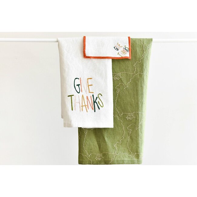 Small Give Thanks Hand Towel, White