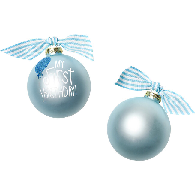 My First Birthday Boy Glass Ornament, Blue