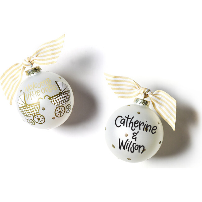 Welcome Little Ones Glass Ornament, White