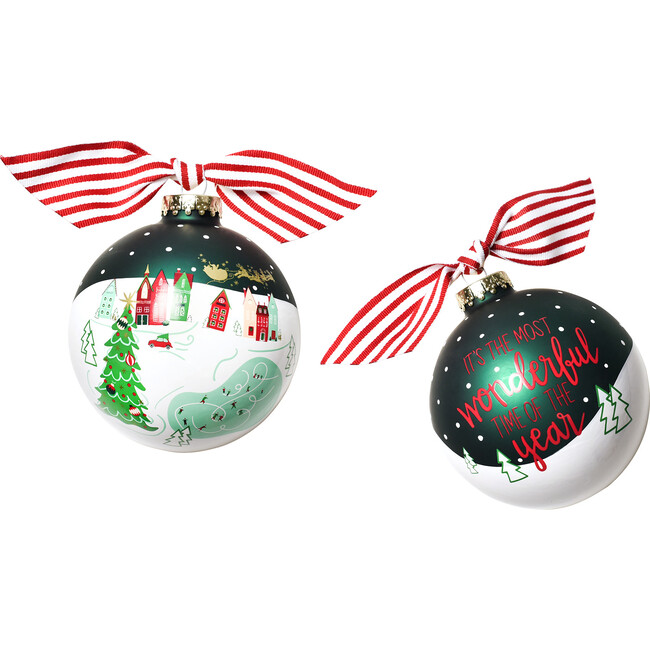 Town Square Glass Ornament, Red - Ornaments - 2