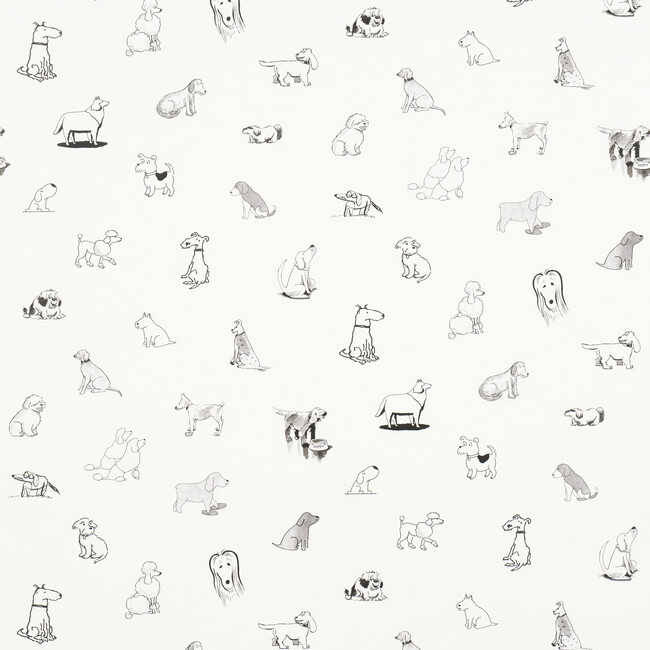 Good Dogs Everywhere Woven Wallpaper, Black & White
