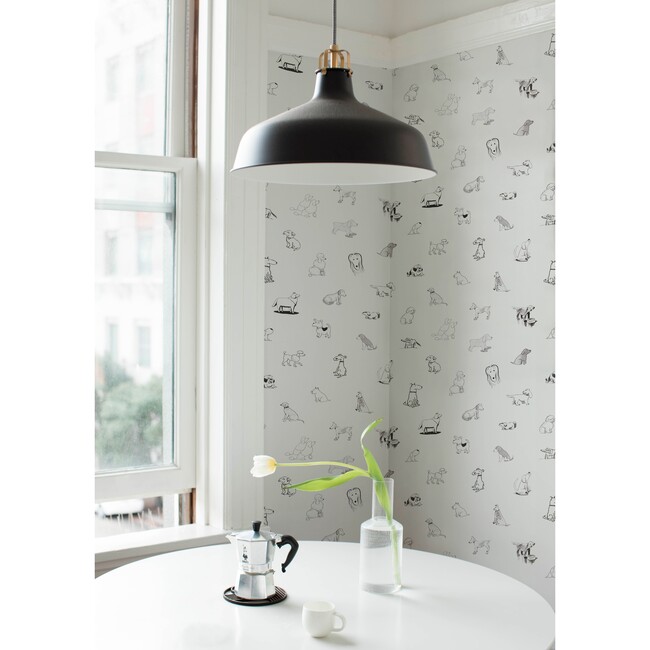 Good Dogs Everywhere Woven Wallpaper, Black & White