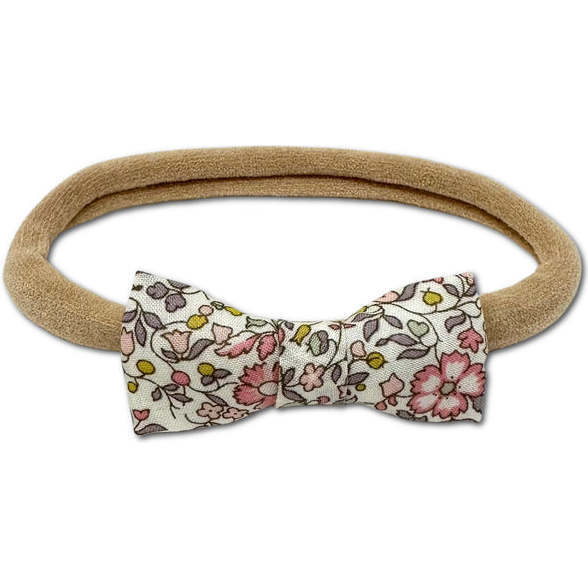 Liberty of London Itty Bitty Bow Baby Headband, Muted Pink Floral - Bows - 1
