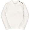 Organic Long Sleeve Mock Neck Knit Top, Soft White Pindot - T-Shirts - 1 - thumbnail
