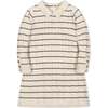 Organic Long Sleeve Peter Pan Collar Sweater Dress, Ivory Cable Breton Stripe - Dresses - 1 - thumbnail