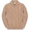 Organic Long Sleeve Shawl Collar Cable Sweater, Camel Heather - Sweaters - 1 - thumbnail