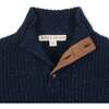 Organic Mock Neck Cardigan Stitch Sweater, Navy Fleck - Sweaters - 2 - thumbnail