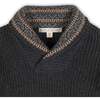 Organic Long Sleeve Shawl Collar Sweater with Intarsia Detail, Charcoal Heather with Collar Detail - Sweaters - 2