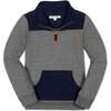 Organic Long Sleeve French Terry Half-Zip Pullover, Navy and Dark Gray Heather - Sweatshirts - 1 - thumbnail