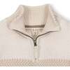 Organic Long Sleeve Half Zip Sweater with Engineered Stripe, Natural Chevron Chest Stripe - Sweaters - 2 - thumbnail