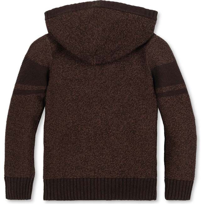 Organic Long Sleeve Hooded Henley Sweater, Chocolate Marl - Sweaters - 3