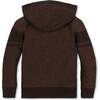 Organic Long Sleeve Hooded Henley Sweater, Chocolate Marl - Sweaters - 3 - thumbnail