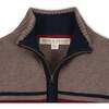 Organic Long Sleeve Half Zip Sweater with Engineered Stripe, Taupe Heather Chest Stripe - Sweaters - 2