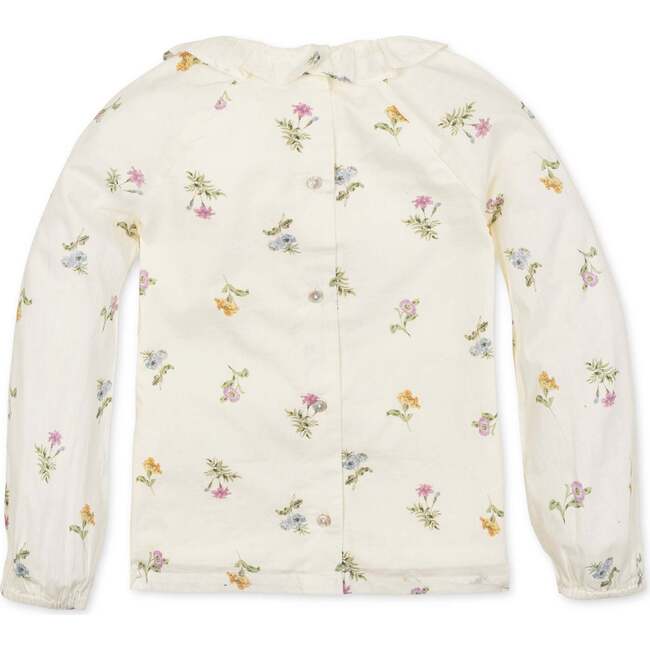 Organic Long Sleeve Ruffle Collar Top, Harvest Floral - Blouses - 3